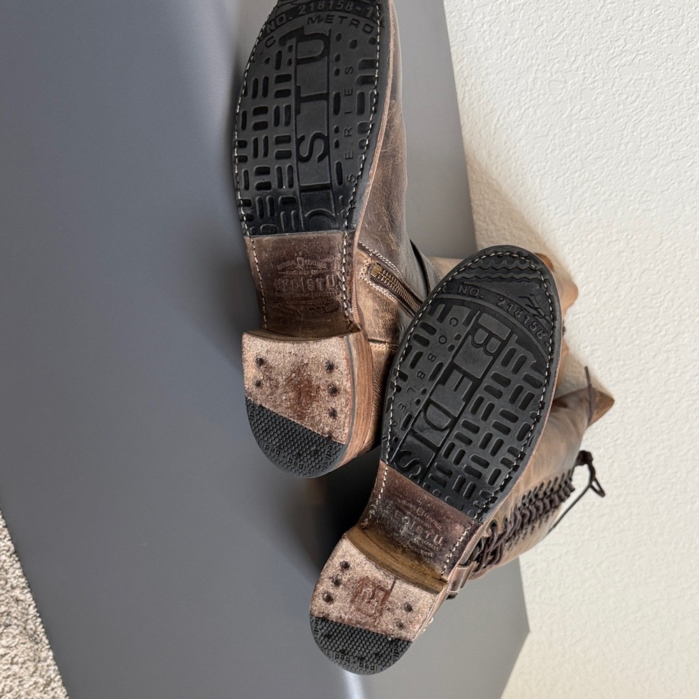Bed Stu Distressed Tall Lace-Up Riding Boots in Distressed Brown - Picture 7 of 11